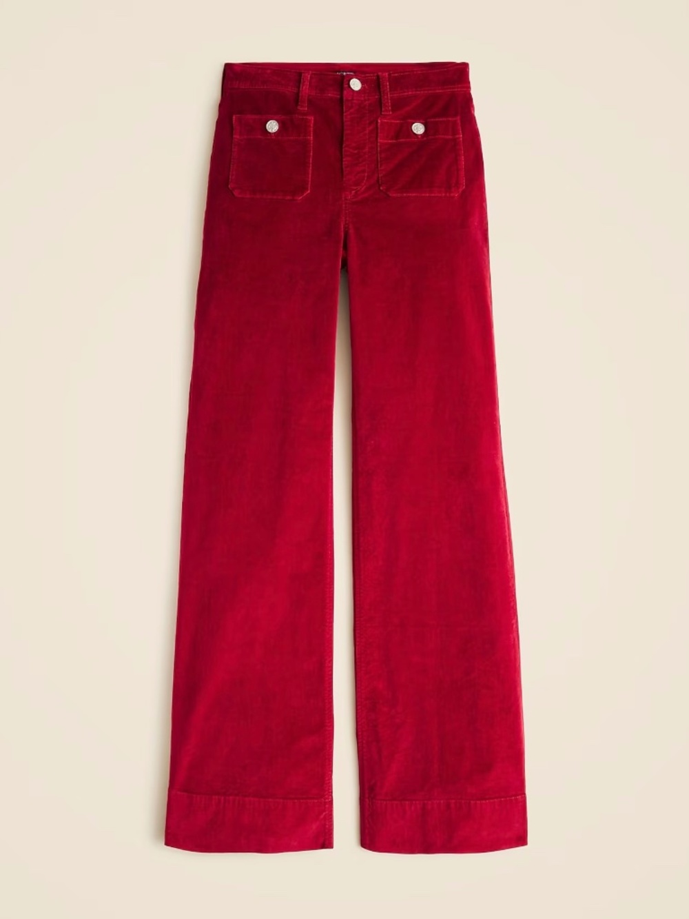J.Crew NWT Wide Leg Velvet Sailor Trousers Size 25 Vivid Burgundy High Rise Y2K